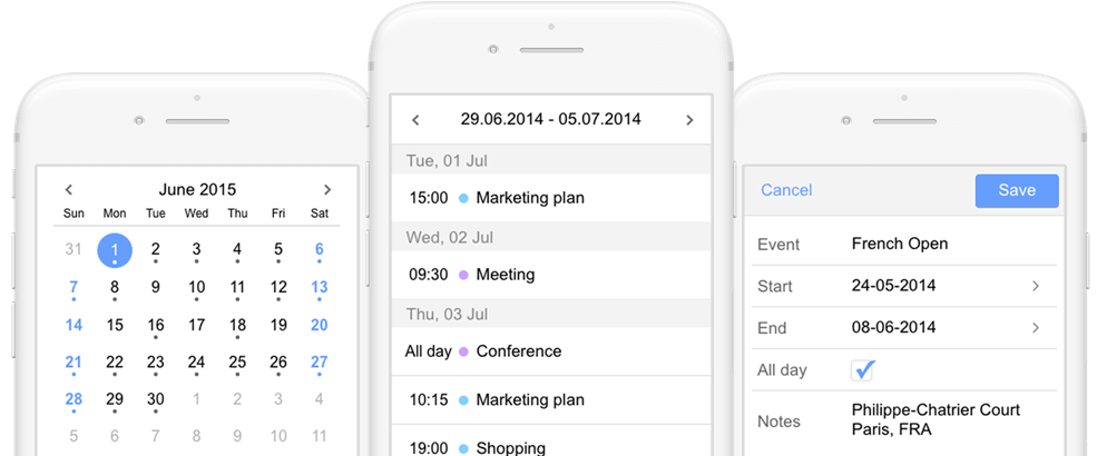 Webix Mobile Scheduler